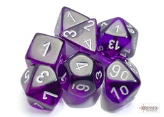 Translucent Purple/white Polyhedral 7-Dice Set - CHX23077